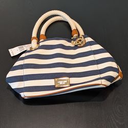 Michael Kors Handbag, Navy White Striped, New With Tags
