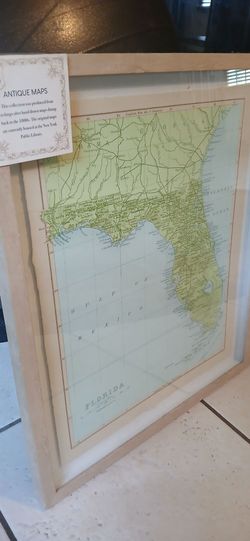 Framed Decorative Antique Map of Florida