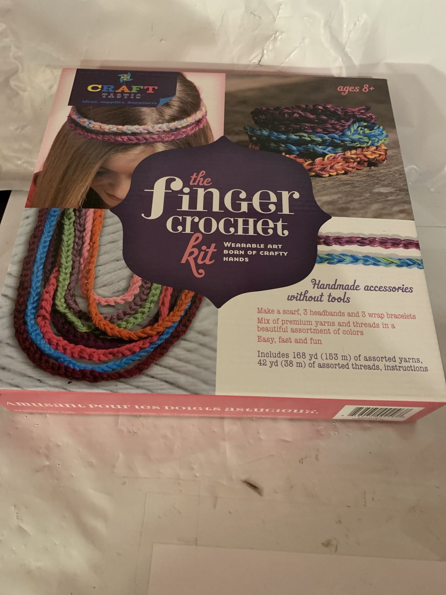 Girls Finger Crochet Kit by Craft Tastic - Make Scarf, Headbands, Bracelets