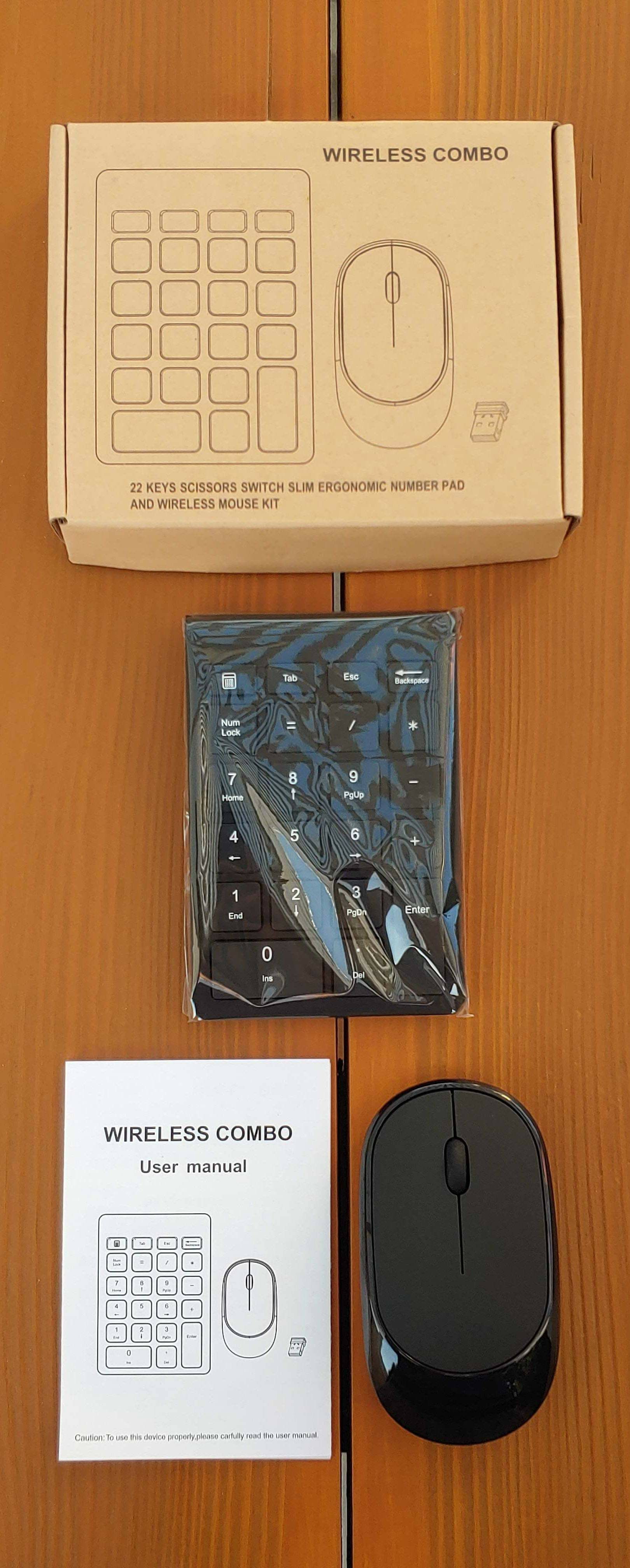 BrandNEW USB Wireless Number Pad & Mouse Set 2.4GHz Portable Ultra Slim for Laptop, Notebook, Desktop PC Computer Teclado numérico inalámbrico y ratón