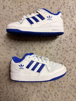 Adidas Forum Low Kids Shoes Size 12K – White / Royal Blue – Like New
