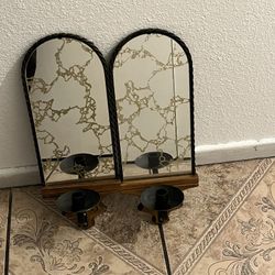 Antique candle mirror holder