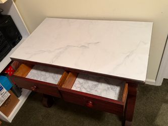 Wood Coffee Table / kitchen island ? with Marble-Look Top