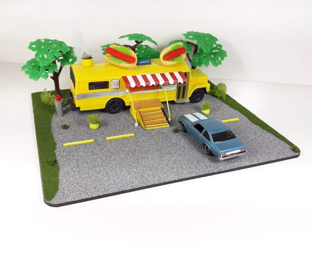 1/64 Scale Street Food Truck Diorama For Hot Wheels