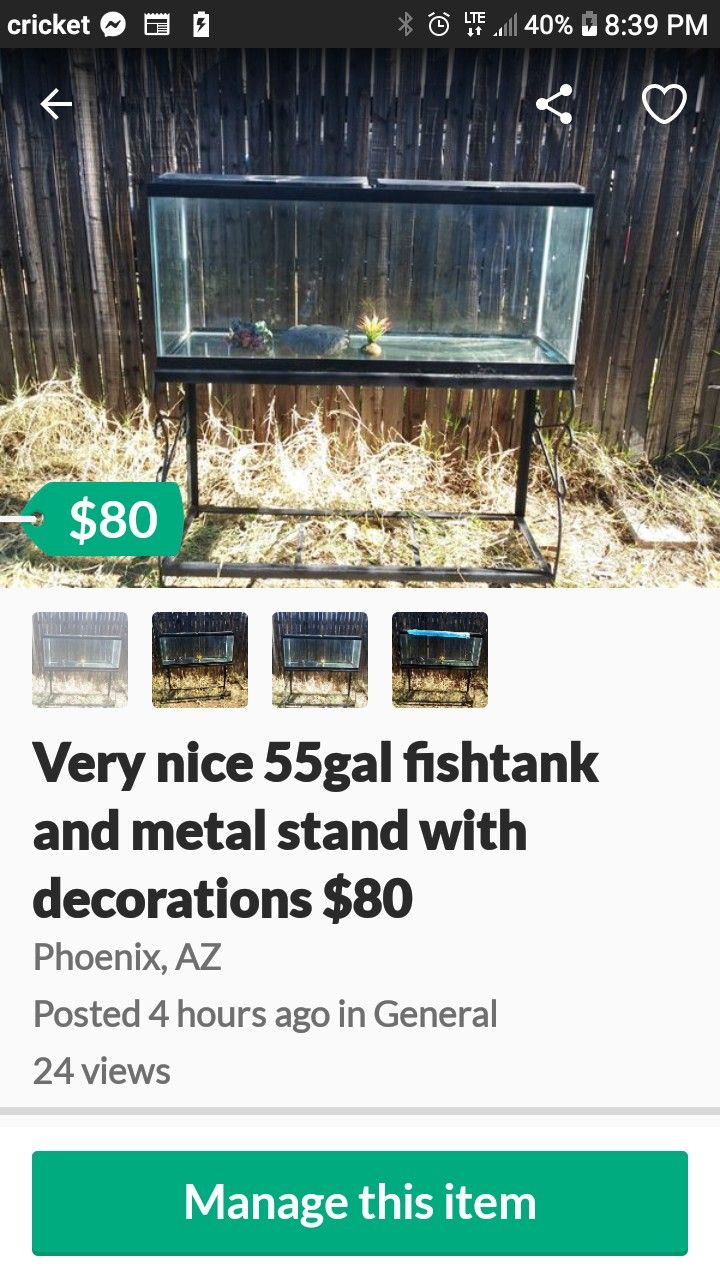 $80 fish tank and stand