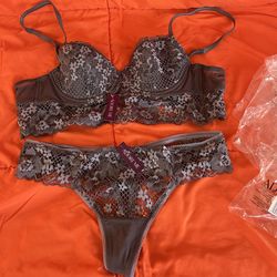 Bra & panty set - NEW! bronzed grey color Medium/36A