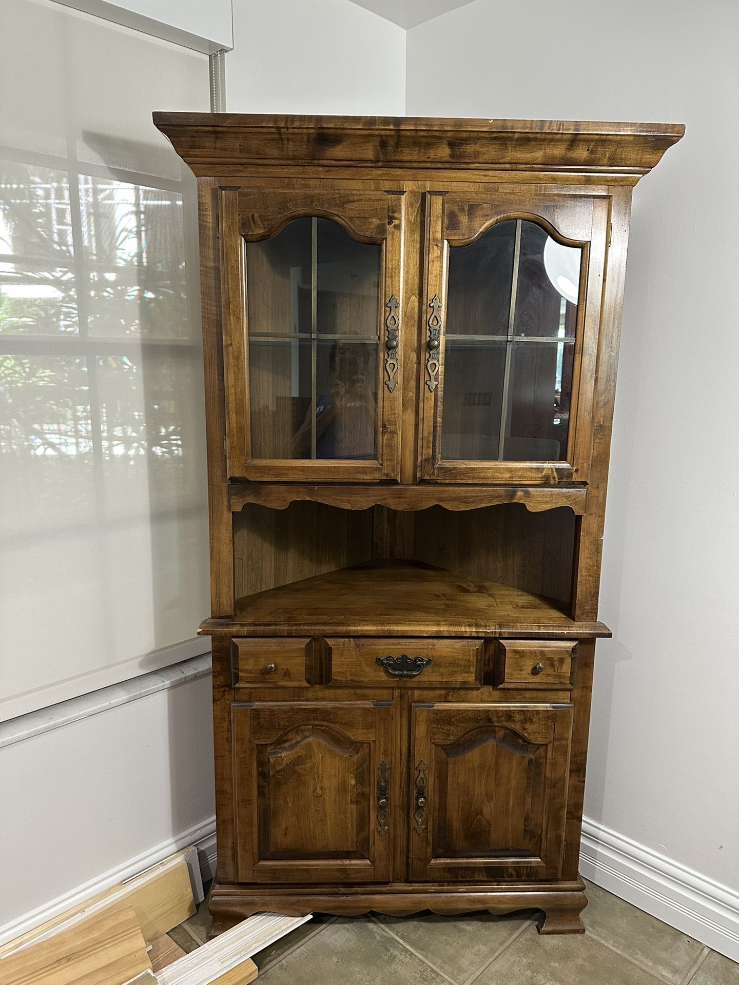 Vintage Wood Corner Cabinet