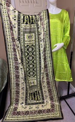 Silk digital print mirror work dupatta/ shawl