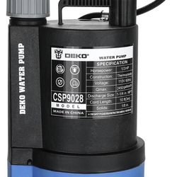 DEKOPRO 1/3HP 2450 GPH Submersible Utility Water Pump High-efficiency Motor