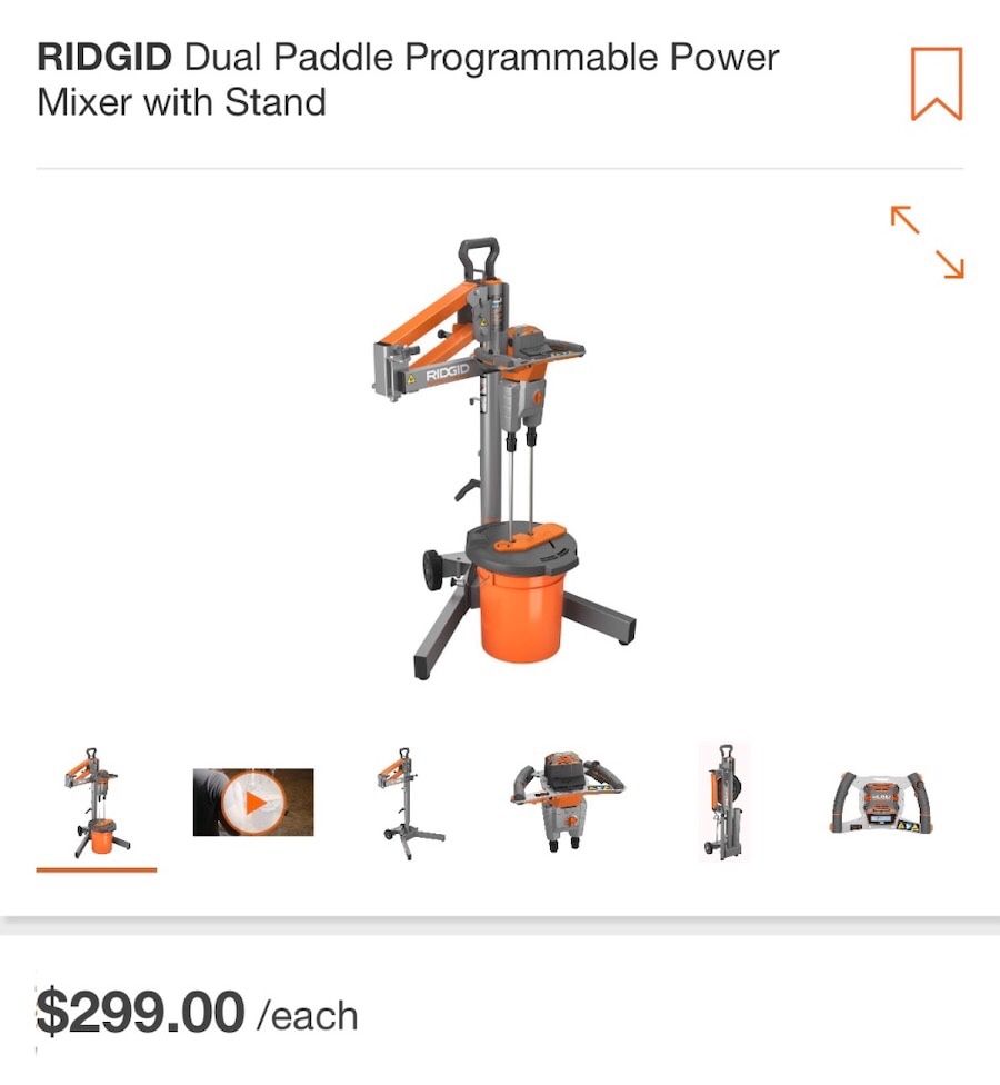 Ridgid R7132 dual paddle programmable power mixer with stand (new) for
