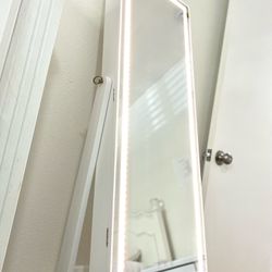 LED Light Standing Mirror Jewelry Cabinet | $75 OBO