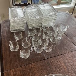 Set of Vintage Party Glass Trays and Cups