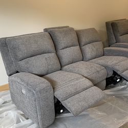 Power Reclining Sofa and Matching Power Reclining Chair - Polaris Collection by Parker Living