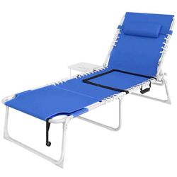 Outsunny Tanning Chair with Face Hole and Side Table