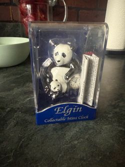 Elgin Panda Collectable Mini Clock