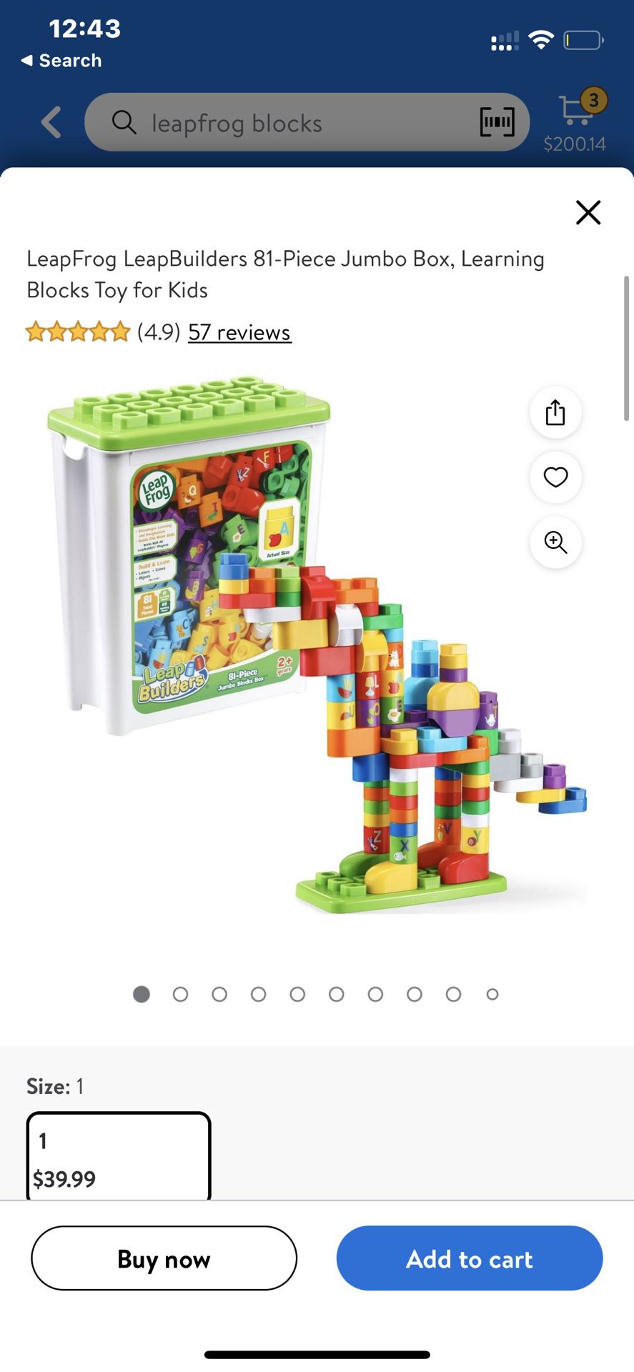 LeapFrog LeapBuilders 81-Piece Jumbo Box, Learning Blocks Toy for Kids