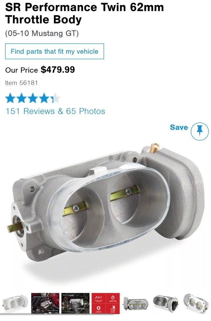 SR Performance 62mm Throttle Body 05-10 Mustang Gt