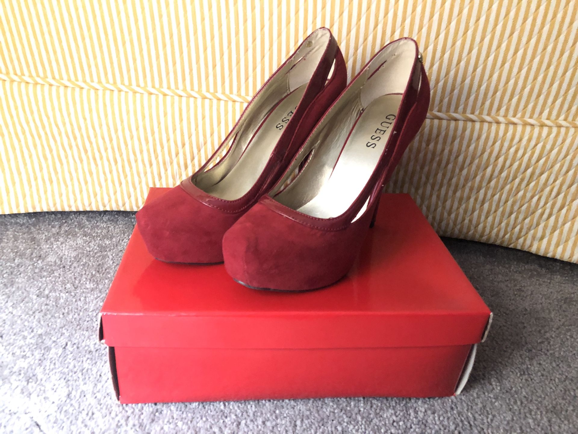 guess red heels || women’s size 7.5
