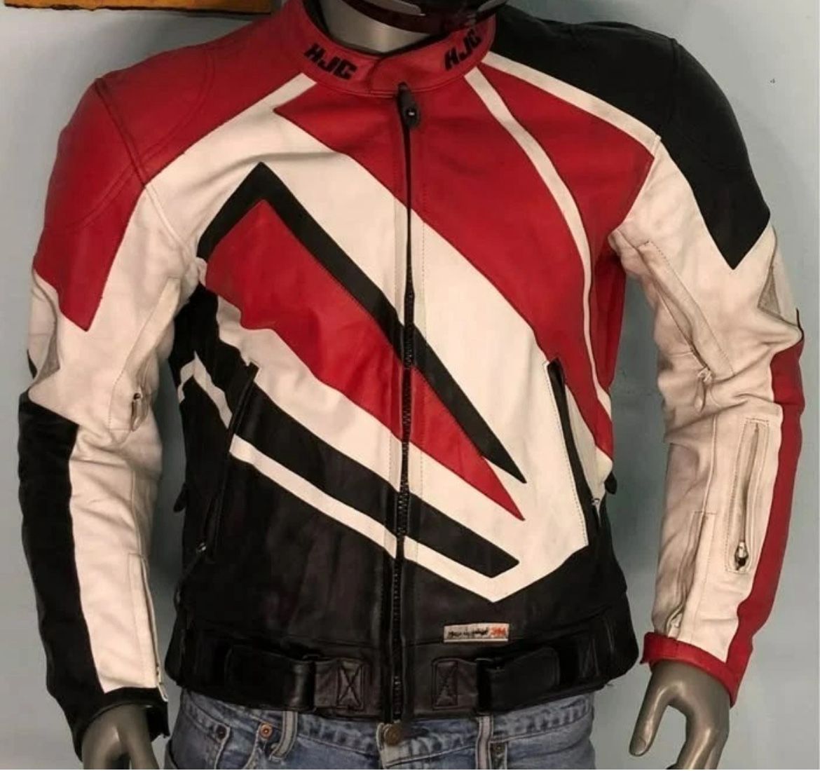 VTG Riding Jacket Size 44 Men Leather, Armor, HJC CIROTECH RIDING GEAR