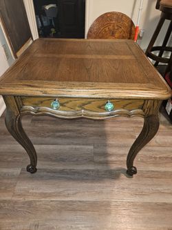 Black oak table with drawer