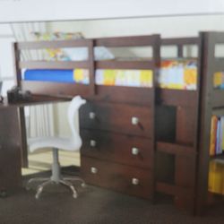 Twin low love bed with the chest desk bookshelf