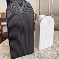 Set of 2 Modern Arch Vases - Black & White - $45