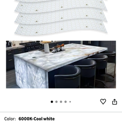 Blusun 4-Pack Soft LED Backlight Panel Sheet, Dimmable LED Flexible Transparent Film Screen For Backlit Translucent Stone/Marble/Onyx/Quartz Counterto