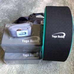 12” Roller Wheel For Yoga With Blocks And Strap And Free Bag
