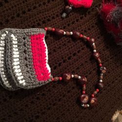 OSU crocheted purse with buckeyes