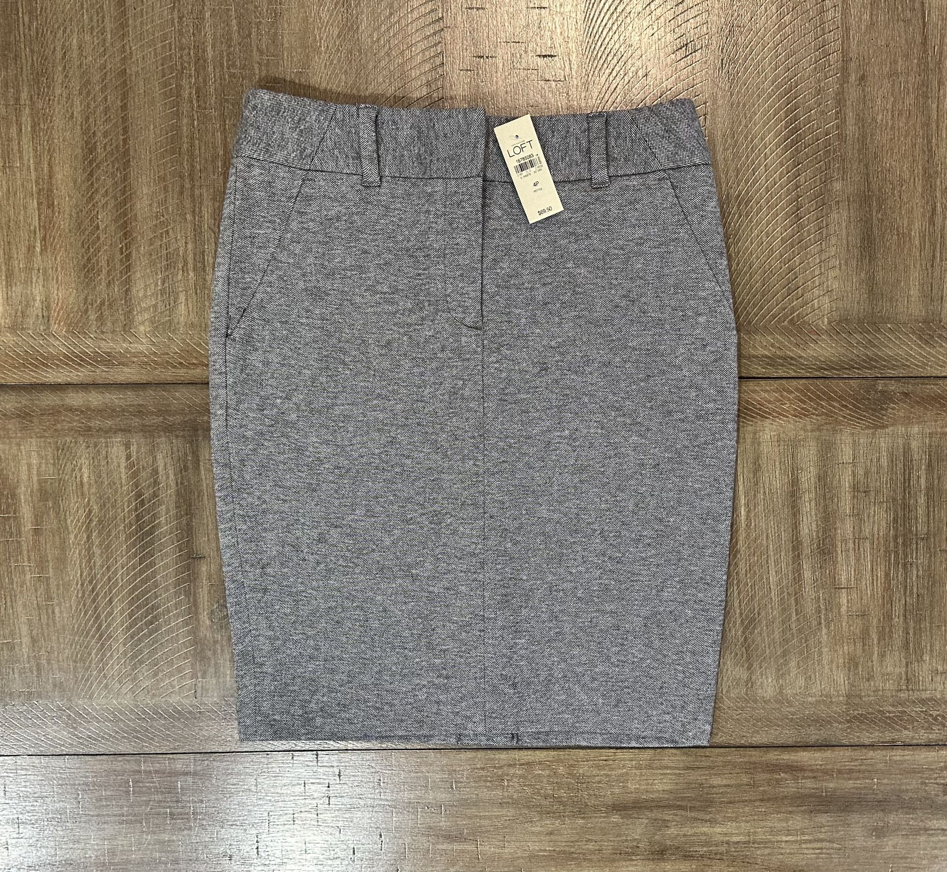 Loft Heather Gray Knit Straight Pencil Skirt NWT Stretchy Career Office 4P