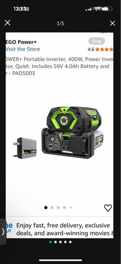 EGO POWER + Portable Inverter, 400W, Power Inverter Generator, Quiet. Includes 56V 4.0Ah Battery