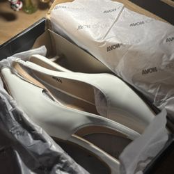 Fashion Nova White Mini Heels 