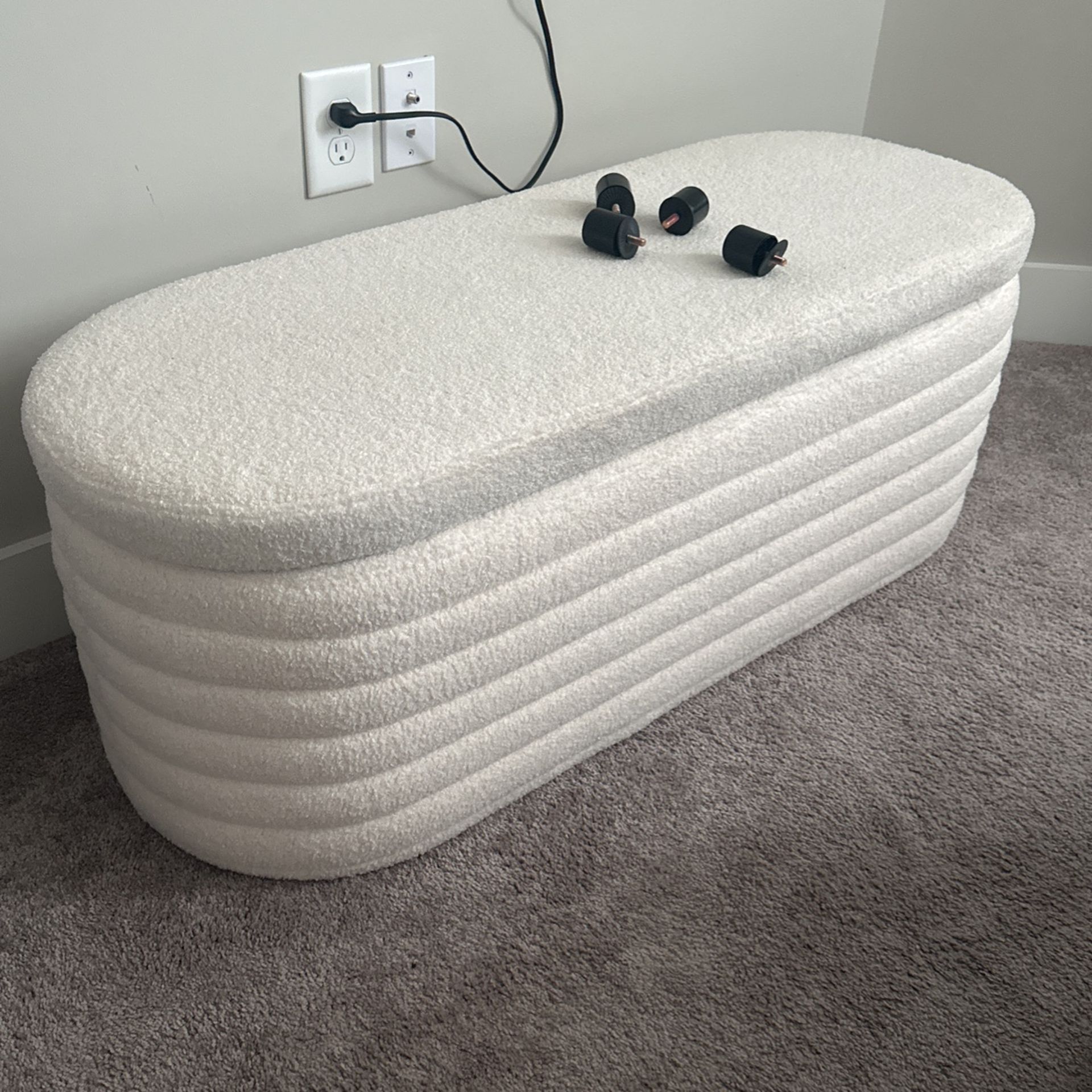 Crème Boule Storage Ottoman