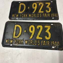 1940 New York Worlds Fair Antique License Plates