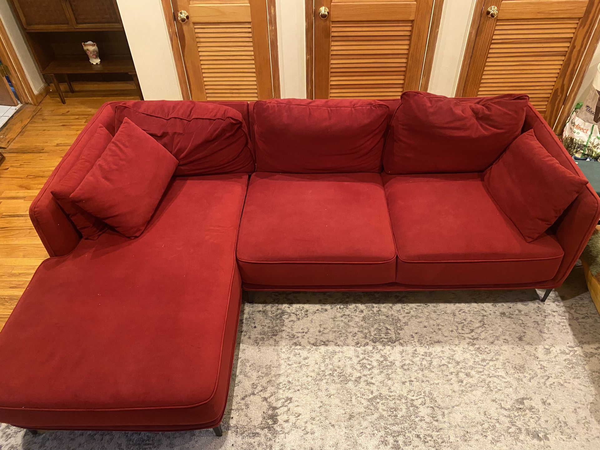 Soho Burgundy 2 pc Left Arm Facing Sectional