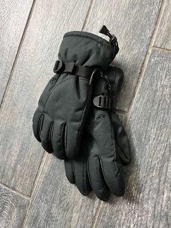 Black Winter Snow Gloves with Wrist Straps