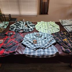 Lot Of 9 Dixxon Men's L Flannels Jackets