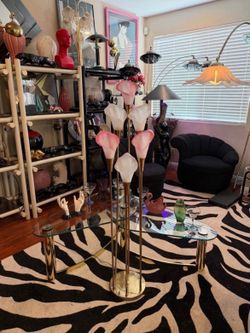 1980s Hollywood Regency Calla Lily flower lamp
