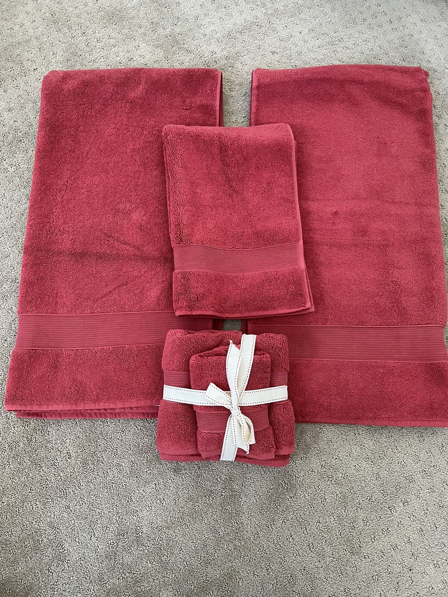 Pottery Barn towels and decorative pot