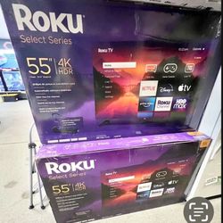 55” Tv Roku Smart 4k Hdtv In Box 6 Month Warranty.  Free Delivery 