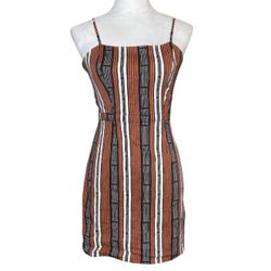 Forever 21 Small Abstract Print Side Cutouts Mini Dress Boho Dark Academia 