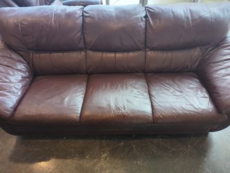 Warehouse Sale- Faux Leather Mahogany Couch