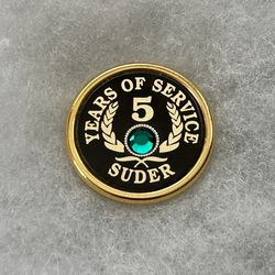 5 Year of Service “SUDER” Gold-tone Black Enamel