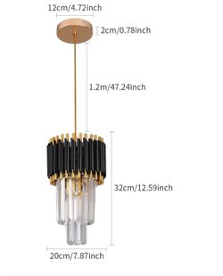 Kaniker 2 Pack Crystal Pendant Lights, Modern Black And Gold Chandelier Hanging Light Fixtures For Kitchen Island, Dining Room, And Bedroom, Adjustabl