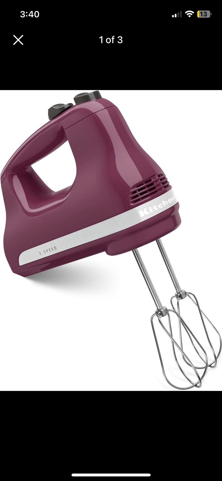 KitchenAid 5 Ultra Power Speed Hand Mixer - Boysenberry