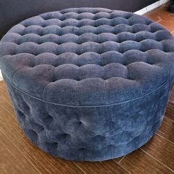 Velvet Blue Storage Ottoman 