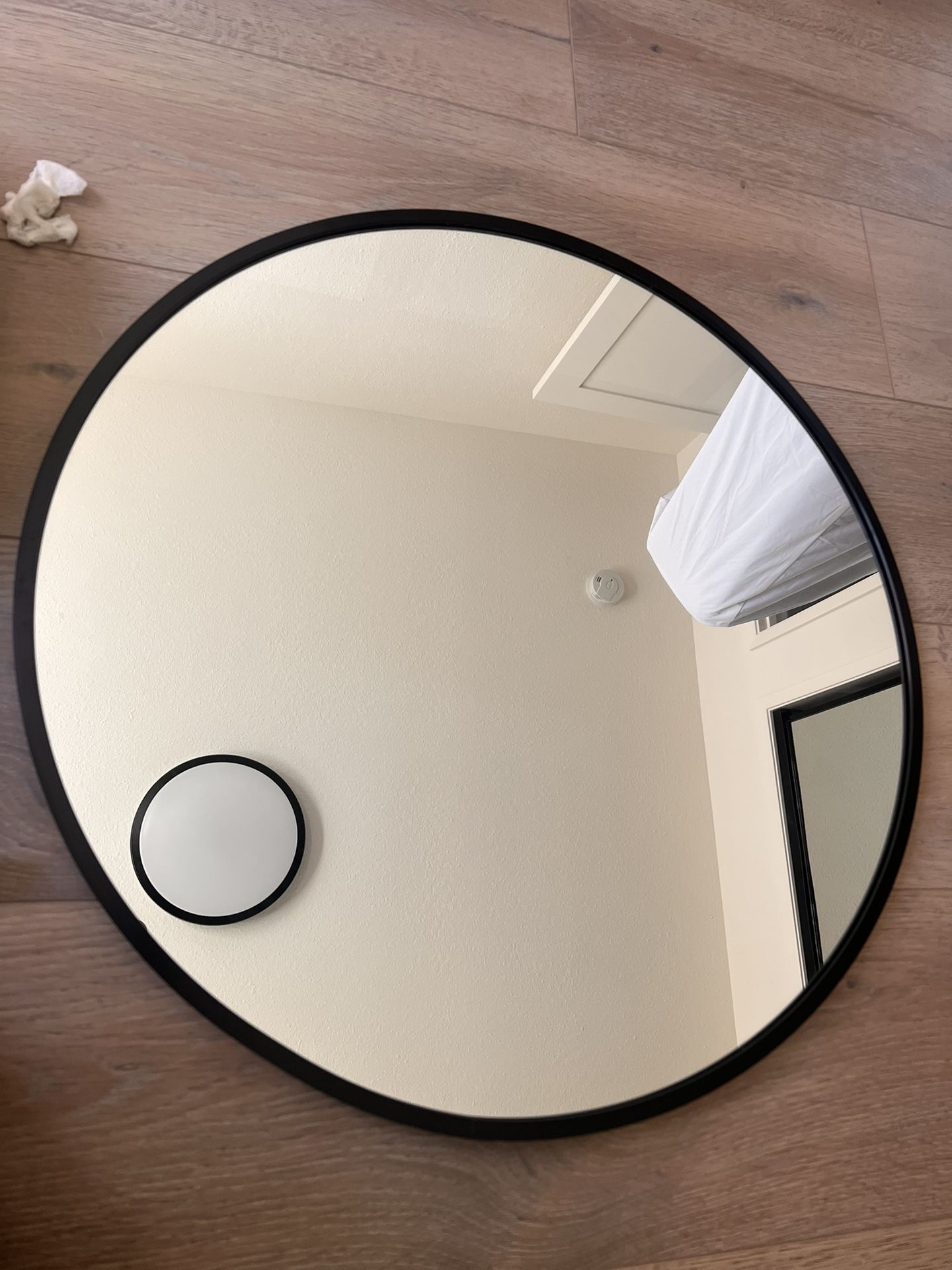 24” Mirror - Black Metal Rim With Mourning Hardware