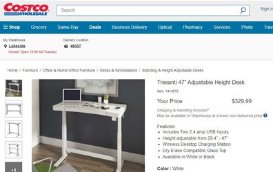 Tresanti 47 Adjustable Height Desk