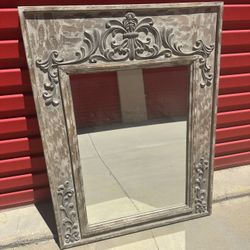 Primitive Rustic Grey Framed Mirror ~ 43”x33” ~ Hobby Lobby 