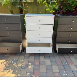 White Chest Five Drawer Dresser 
